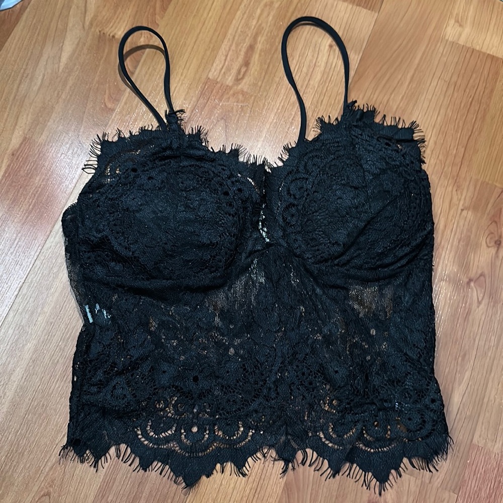 black lace bustier with zipper on the side